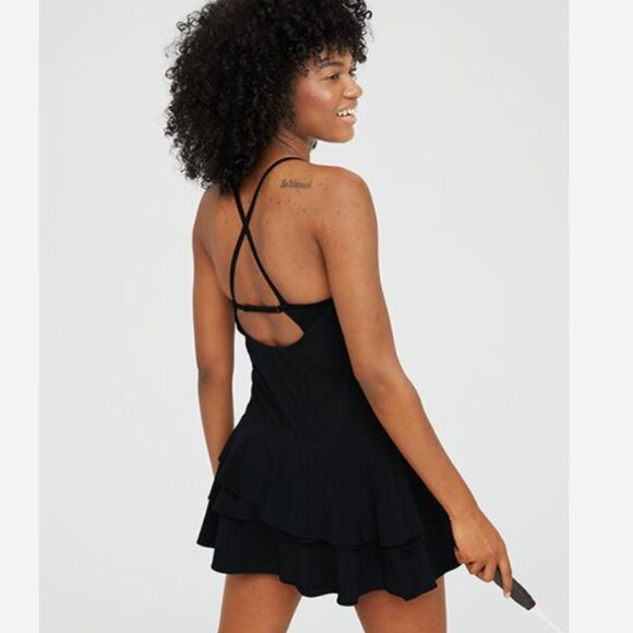 OFFLINE Aerie Real Me Maggie Tennis Dress Tiered Ruffle Bottom w Built-in shorts - Picture 1 of 6